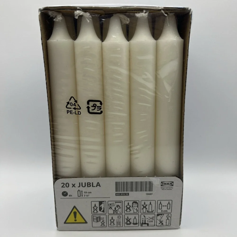 IKEA JUBLA Unscented Chandelier Candle White 20 Pack 7 ½